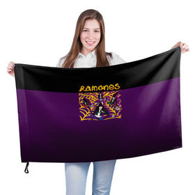 Флаг 3D с принтом Ramones 4 в Курске, 100% полиэстер | плотность ткани — 95 г/м2, размер — 67 х 109 см. Принт наносится с одной стороны | joey ramone | punk | джоуи рамон | панк | рамонез | рамонес
