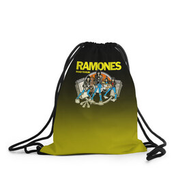 Рюкзак-мешок 3D с принтом Ramones 6 в Курске, 100% полиэстер | плотность ткани — 200 г/м2, размер — 35 х 45 см; лямки — толстые шнурки, застежка на шнуровке, без карманов и подкладки | Тематика изображения на принте: 