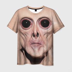 Мужская футболка 3D с принтом Пришелец в Курске, 100% полиэфир | прямой крой, круглый вырез горловины, длина до линии бедер | взгляд | вселенная | инопланетянин | космос | пришелец
