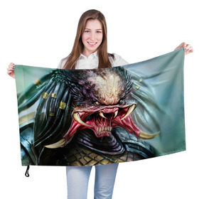 Флаг 3D Пришелец: в Курске, 100% полиэстер | плотность ткани — 95 г/м2, размер — 67 х 109 см. Принт наносится с одной стороны | инопланетянин | пришелец | хищник