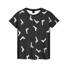 Женская футболка 3D с принтом Пистолеты в Курске, 100% полиэфир ( синтетическое хлопкоподобное полотно) | прямой крой, круглый вырез горловины, длина до линии бедер | автоматы | мода | оружие | пистолеты | пушки