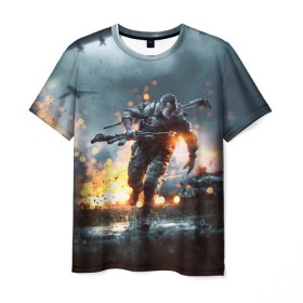 Мужская футболка 3D с принтом Battlefield в Курске, 100% полиэфир | прямой крой, круглый вырез горловины, длина до линии бедер | battlefield | батла | батлфилд | игра