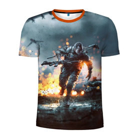 Мужская футболка 3D спортивная с принтом Battlefield в Курске, 100% полиэстер с улучшенными характеристиками | приталенный силуэт, круглая горловина, широкие плечи, сужается к линии бедра | battlefield | батла | батлфилд | игра