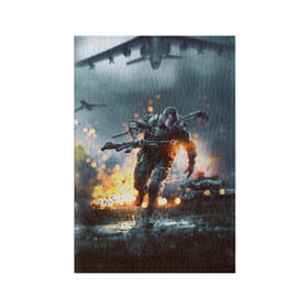 Обложка для паспорта матовая кожа с принтом Battlefield в Курске, натуральная матовая кожа | размер 19,3 х 13,7 см; прозрачные пластиковые крепления | Тематика изображения на принте: battlefield | батла | батлфилд | игра