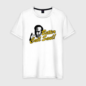 Мужская футболка хлопок с принтом Better call Saul 16 в Курске, 100% хлопок | прямой крой, круглый вырез горловины, длина до линии бедер, слегка спущенное плечо. | 