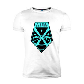 Мужская футболка премиум с принтом X-COM (логотип) в Курске, 92% хлопок, 8% лайкра | приталенный силуэт, круглый вырез ворота, длина до линии бедра, короткий рукав | alien | ufo | инопланетяне | нло