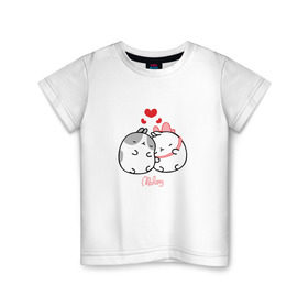 Детская футболка хлопок с принтом Кролик Моланг (любовь) в Курске, 100% хлопок | круглый вырез горловины, полуприлегающий силуэт, длина до линии бедер | molang | каваи | кролик | любовь | моланг