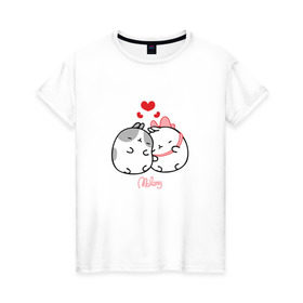 Женская футболка хлопок с принтом Кролик Моланг (любовь) в Курске, 100% хлопок | прямой крой, круглый вырез горловины, длина до линии бедер, слегка спущенное плечо | molang | каваи | кролик | любовь | моланг