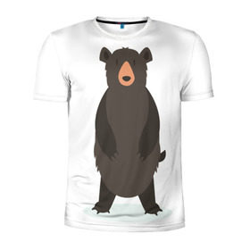 Мужская футболка 3D спортивная с принтом Мишаня в Курске, 100% полиэстер с улучшенными характеристиками | приталенный силуэт, круглая горловина, широкие плечи, сужается к линии бедра | животные | медведь | миша | мишка