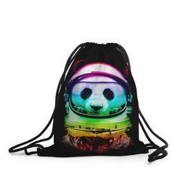 Рюкзак-мешок 3D с принтом Панда космонавт в Курске, 100% полиэстер | плотность ткани — 200 г/м2, размер — 35 х 45 см; лямки — толстые шнурки, застежка на шнуровке, без карманов и подкладки | астронавт | звезды | космонавт | космос | панда | радуга