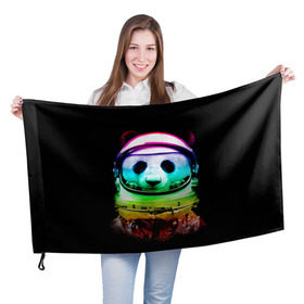 Флаг 3D с принтом Панда космонавт в Курске, 100% полиэстер | плотность ткани — 95 г/м2, размер — 67 х 109 см. Принт наносится с одной стороны | астронавт | звезды | космонавт | космос | панда | радуга