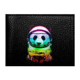 Обложка для студенческого билета с принтом Панда космонавт в Курске, натуральная кожа | Размер: 11*8 см; Печать на всей внешней стороне | Тематика изображения на принте: астронавт | звезды | космонавт | космос | панда | радуга
