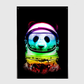 Постер с принтом Панда космонавт в Курске, 100% бумага
 | бумага, плотность 150 мг. Матовая, но за счет высокого коэффициента гладкости имеет небольшой блеск и дает на свету блики, но в отличии от глянцевой бумаги не покрыта лаком | астронавт | звезды | космонавт | космос | панда | радуга