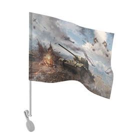 Флаг для автомобиля с принтом Наступление в Курске, 100% полиэстер | Размер: 30*21 см | 9 мая | великая отечественная | великая отечественная война | вов | день победы | победа | танк