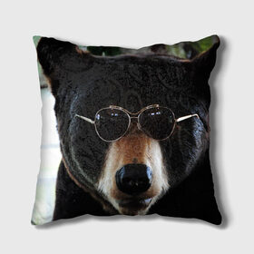Подушка 3D с принтом Медведь в очках в Курске, наволочка – 100% полиэстер, наполнитель – холлофайбер (легкий наполнитель, не вызывает аллергию). | состоит из подушки и наволочки. Наволочка на молнии, легко снимается для стирки | животное | медведь | новая | очки | природа | стильная