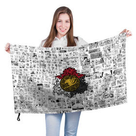 Флаг 3D с принтом Fairy Tail - Fire & Sky & Iron в Курске, 100% полиэстер | плотность ткани — 95 г/м2, размер — 67 х 109 см. Принт наносится с одной стороны | fairy | tail | грей | лого | логотип | люси | нацу | эрза