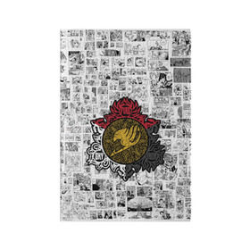 Обложка для паспорта матовая кожа с принтом Fairy Tail - Fire & Sky & Iron в Курске, натуральная матовая кожа | размер 19,3 х 13,7 см; прозрачные пластиковые крепления | fairy | tail | грей | лого | логотип | люси | нацу | эрза