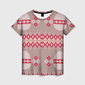 Женская футболка 3D с принтом Пасхальный свитер в Курске, 100% полиэфир ( синтетическое хлопкоподобное полотно) | прямой крой, круглый вырез горловины, длина до линии бедер | пасха | свитер | узоры | яйца
