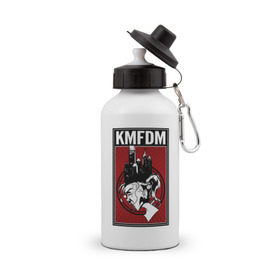 Бутылка спортивная с принтом KMFDM 2013 в Курске, металл | емкость — 500 мл, в комплекте две пластиковые крышки и карабин для крепления | industrial | город | крик
