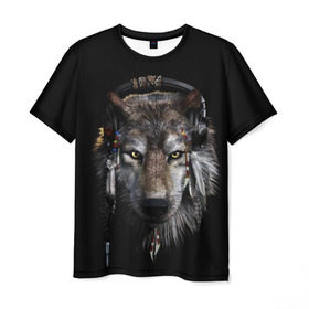 Мужская футболка 3D с принтом Волк в Курске, 100% полиэфир | прямой крой, круглый вырез горловины, длина до линии бедер | wolf | волк | животные | прикольные картинки