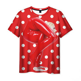 Мужская футболка 3D с принтом Гибкость в Курске, 100% полиэфир | прямой крой, круглый вырез горловины, длина до линии бедер | Тематика изображения на принте: белый | германия | гибкость | горошек | девушка | красный | латекс | юлия гюнтель