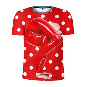 Мужская футболка 3D спортивная с принтом Гибкость в Курске, 100% полиэстер с улучшенными характеристиками | приталенный силуэт, круглая горловина, широкие плечи, сужается к линии бедра | белый | германия | гибкость | горошек | девушка | красный | латекс | юлия гюнтель