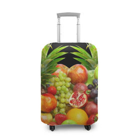 Чехол для чемодана 3D с принтом Фрукты в Курске, 86% полиэфир, 14% спандекс | двустороннее нанесение принта, прорези для ручек и колес | ананас | апельсин | арбуз | банан | виноград | гранат | груша | клубника | фрукты | яблоко | ягоды