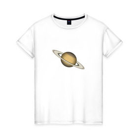 Женская футболка хлопок с принтом Сатурн - Saturn в Курске, 100% хлопок | прямой крой, круглый вырез горловины, длина до линии бедер, слегка спущенное плечо | космос | планета | сатурн