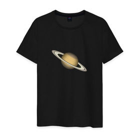 Мужская футболка хлопок с принтом Сатурн - Saturn в Курске, 100% хлопок | прямой крой, круглый вырез горловины, длина до линии бедер, слегка спущенное плечо. | космос | планета | сатурн