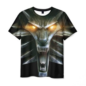 Мужская футболка 3D с принтом Волк в Курске, 100% полиэфир | прямой крой, круглый вырез горловины, длина до линии бедер | волк | железный | зверь | койот | металл | серебро