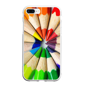 Чехол для iPhone 7Plus/8 Plus матовый с принтом Карандаши в Курске, Силикон | Область печати: задняя сторона чехла, без боковых панелей | Тематика изображения на принте: карандаш | радуга | разноцветная | цветная