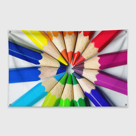 Флаг-баннер с принтом Карандаши в Курске, 100% полиэстер | размер 67 х 109 см, плотность ткани — 95 г/м2; по краям флага есть четыре люверса для крепления | карандаш | радуга | разноцветная | цветная