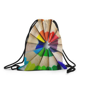 Рюкзак-мешок 3D с принтом Карандаши в Курске, 100% полиэстер | плотность ткани — 200 г/м2, размер — 35 х 45 см; лямки — толстые шнурки, застежка на шнуровке, без карманов и подкладки | Тематика изображения на принте: карандаш | радуга | разноцветная | цветная