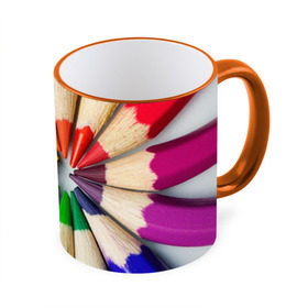 Кружка 3D с принтом Карандаши в Курске, керамика | ёмкость 330 мл | карандаш | радуга | разноцветная | цветная
