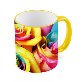 Кружка 3D с принтом Радужная роза в Курске, керамика | ёмкость 330 мл | бутон | лепестки | радуга | радужная роза | спектр | цвет | цветные | яркий