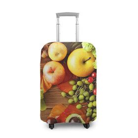 Чехол для чемодана 3D с принтом Фрукты в Курске, 86% полиэфир, 14% спандекс | двустороннее нанесение принта, прорези для ручек и колес | зелень | натюрморт | плоды | фрукты | яблоки | ягоды