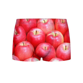 Мужские трусы 3D с принтом Яблоки в Курске, 50% хлопок, 50% полиэстер | классическая посадка, на поясе мягкая тканевая резинка | Тематика изображения на принте: красные | плоды | уражай | фрукты | яблоки
