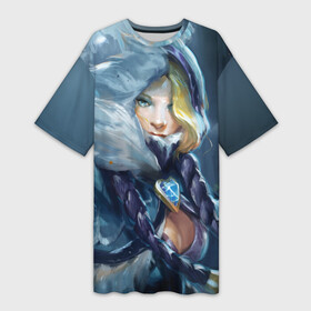 Платье-футболка 3D с принтом Crystal Maiden в Курске,  |  | crystal | dota | dota 2 | maiden | дота | дотан | кристал | кристалка | мейден | раки