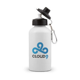 Бутылка спортивная с принтом Cloud9 в Курске, металл | емкость — 500 мл, в комплекте две пластиковые крышки и карабин для крепления | cld9
