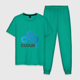 Мужская пижама хлопок с принтом Cloud9 в Курске, 100% хлопок | брюки и футболка прямого кроя, без карманов, на брюках мягкая резинка на поясе и по низу штанин
 | cld9