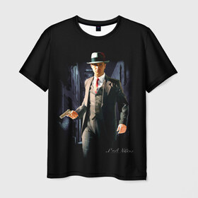 Мужская футболка 3D с принтом L.A. Noire в Курске, 100% полиэфир | прямой крой, круглый вырез горловины, длина до линии бедер | los angeles | лос анджелес | нуар