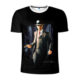 Мужская футболка 3D спортивная с принтом L.A. Noire в Курске, 100% полиэстер с улучшенными характеристиками | приталенный силуэт, круглая горловина, широкие плечи, сужается к линии бедра | los angeles | лос анджелес | нуар