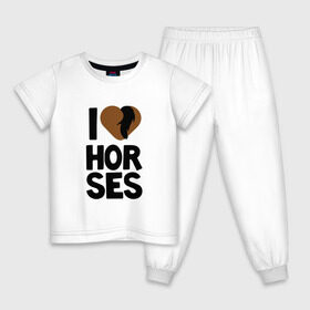 Детская пижама хлопок с принтом I love horses в Курске, 100% хлопок |  брюки и футболка прямого кроя, без карманов, на брюках мягкая резинка на поясе и по низу штанин
 | horse | кони | конный спорт | лошадь | я люблю