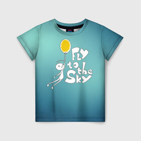 Детская футболка 3D с принтом В небо в Курске, 100% гипоаллергенный полиэфир | прямой крой, круглый вырез горловины, длина до линии бедер, чуть спущенное плечо, ткань немного тянется | летать | небо | прикол | улететь