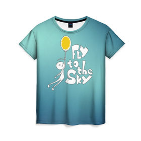 Женская футболка 3D с принтом В небо в Курске, 100% полиэфир ( синтетическое хлопкоподобное полотно) | прямой крой, круглый вырез горловины, длина до линии бедер | летать | небо | прикол | улететь