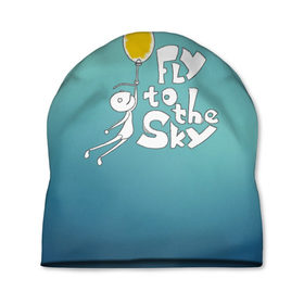 Шапка 3D с принтом В небо в Курске, 100% полиэстер | универсальный размер, печать по всей поверхности изделия | летать | небо | прикол | улететь