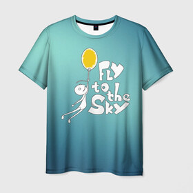 Мужская футболка 3D с принтом В небо в Курске, 100% полиэфир | прямой крой, круглый вырез горловины, длина до линии бедер | летать | небо | прикол | улететь