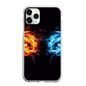 Чехол для iPhone 11 Pro матовый с принтом Лёд и пламя в Курске, Силикон |  | вода | красный | лёд и пламя | огонь | руки | синий | столкновение | удар