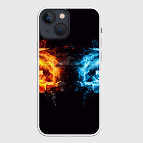 Чехол для iPhone 13 mini с принтом Лёд и пламя в Курске,  |  | вода | красный | лёд и пламя | огонь | руки | синий | столкновение | удар