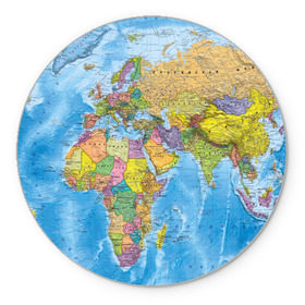 Коврик круглый с принтом Карта в Курске, резина и полиэстер | круглая форма, изображение наносится на всю лицевую часть | map | world | глобус | мир | россия